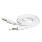 Audio cable (AUX)  плоский провод (белый)  3,5F-3,5F 1.0м